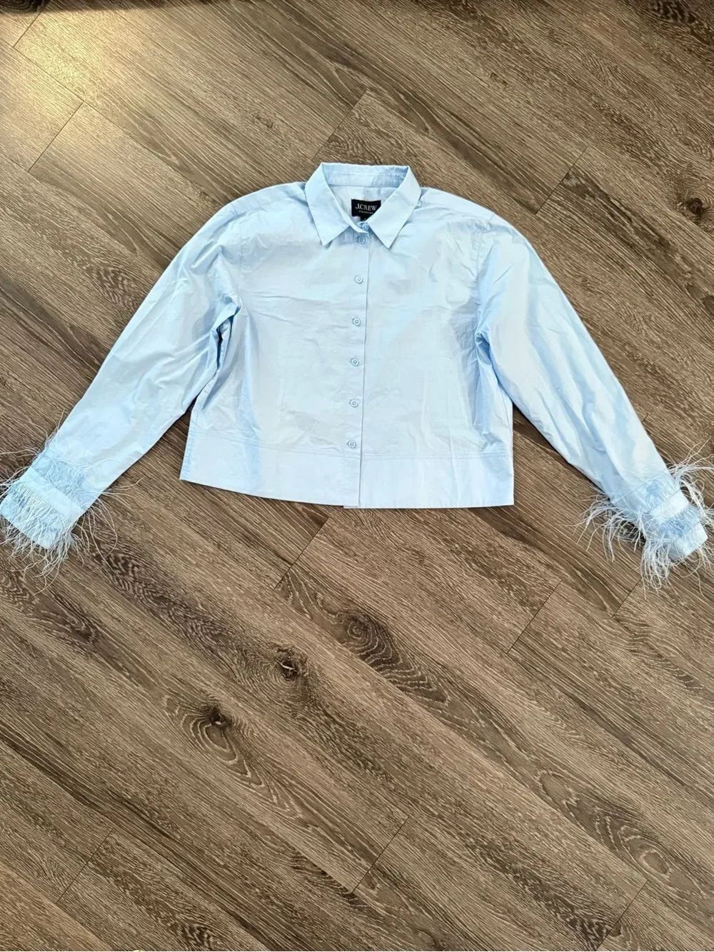 J. Crew Collection cropped feather-trim garçon shirt